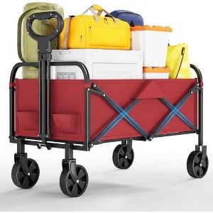 Collapsible Folding Wagon Cart, Heavy-Duty 360LBS Capacity, All-Terrain Utility Wagon with 360° Wheels & Cup Holders for Beach, Camping, Garden - 1 of 4