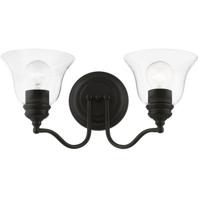 Black Hand Blown Glass 2-Light Vanity Sconce