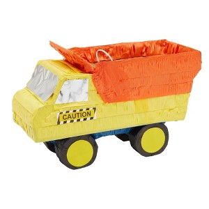 Blue Panda Dump Truck Pinata - Kids Construction Birthday Party Supplies, Party Decorations, Small 15.7 x 9.2 x 6.3 In - 1 of 4