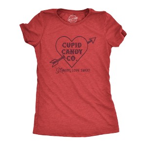 Womens Cupid Candy Co T Shirt Funny Valentines Day T shirts For Women - Crazy Dog Women's T Shirt - 1 of 4