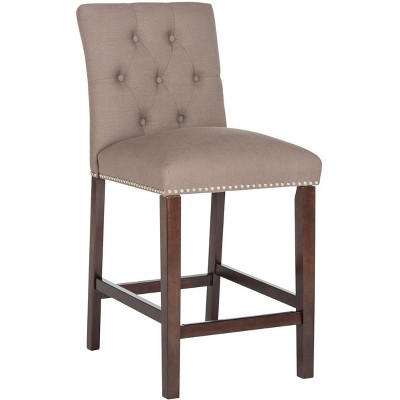 Norah Dark Taupe and Espresso Wood Metal Counter Stools (Set of 2)