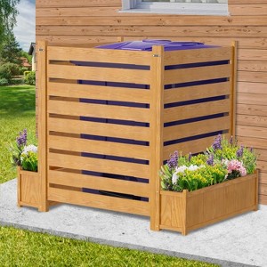 Privacy Fence Panels for Outside,  H Air Conditioner Fence, Panels Wood Outdoor Privacy Screens with Planter Box, Wood Fence Panel for Patio - 1 of 2