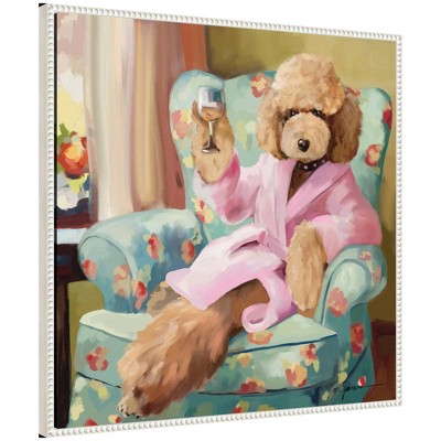 Kate & Laurel All Things Decor 30"x30" Sylvie Cheers To Me Framed Canvas by Mary Sparrow Beaded White