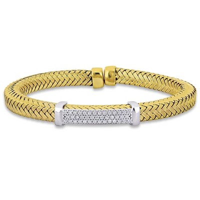 EVERLY JEWELRY | Two Tone Silver 1.23 CT TGW Cubic Zirconia Bangle