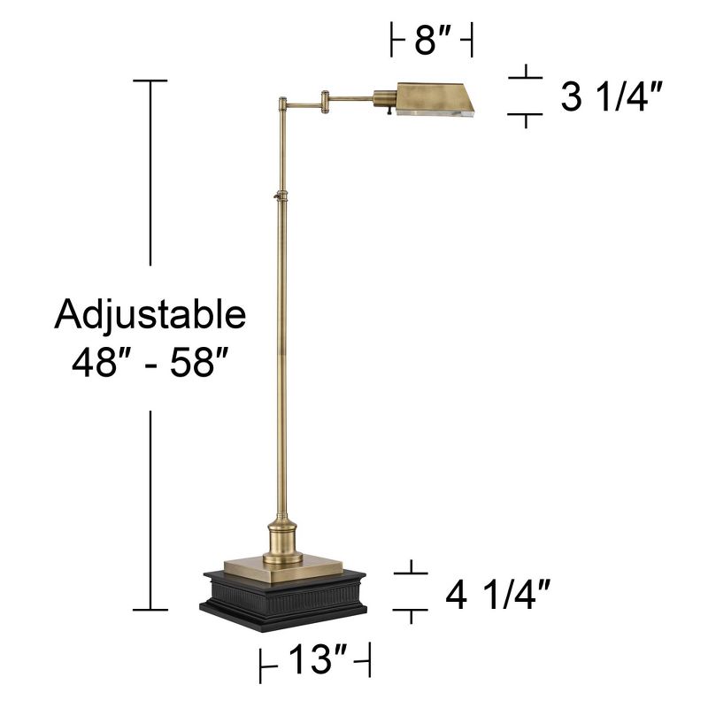 Regency Hill Jenson Traditional Pharmacy Floor Lamp with Black Riser 54" Tall Swing Arm Adjustable Aged Brass Metal Shade for Living Room Reading, 4 of 7