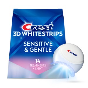 Crest 3DWhitestrips Sensitive + LED Light At-Home Teeth Whitening Kit - 14 Treatments - 1 of 4
