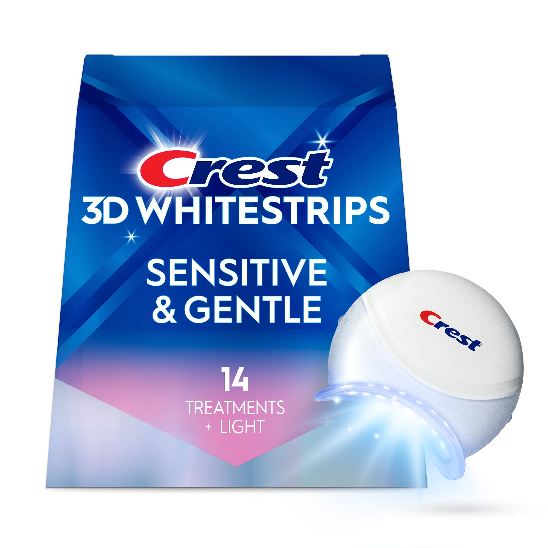 Crest 3DWhitestrips Sensitive + LED Light At-Home Teeth Whitening Kit - 14 Treatments