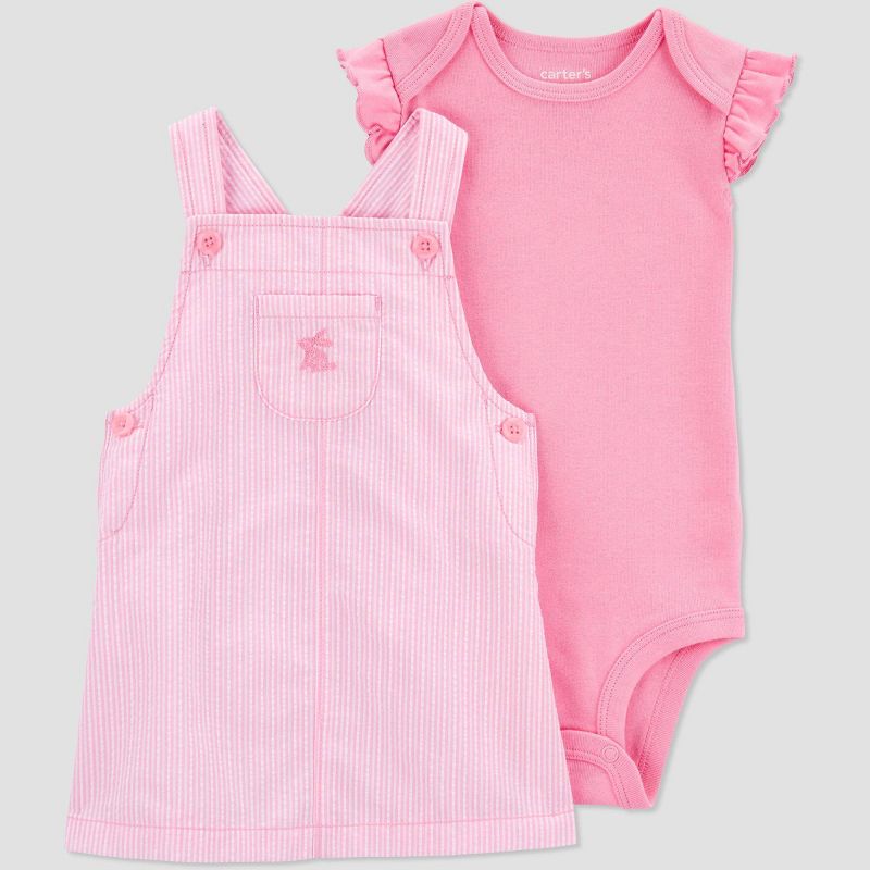 Carter&#39;s Just One You&#174; Baby Girls&#39; Striped Bunny Jumpsuit - Pink, 1 of 7