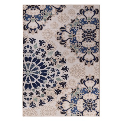 Bohemian Damask Medallion Non-Slip Washable Indoor Runner or Area Rug by Blue Nile Mills