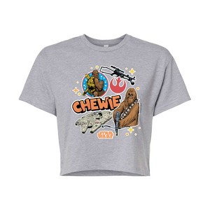 Women's - Star Wars - Chewie Stickers Cropped Graphic T-Shirt - 1 of 4