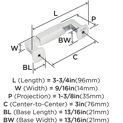 Amerock Stature 3 inch (76mm) Center-to-Center Polished Chrome Cabinet Pull