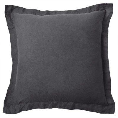 Charcoal Linen Euro Sham with Flange Edges
