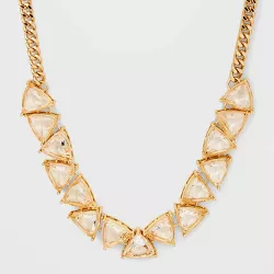 Crystal Trillion Stone Collar Chain Necklace - A New Day™ Metallic Gold