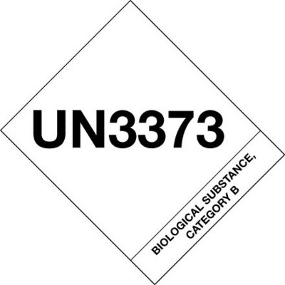 Tape Logic Labels "UN3373 Biological Substance Category B" 4" x 4 3/4" Black/ DL1404
