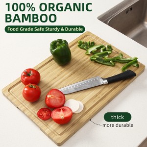 Carbonized Bamboo Cutting Board - Cutting Board, Durable Bamboo Board, Non-Toxic Cutting Board, Food Safe Cutting Board, Bamboo Kitchen Access - 1 of 4