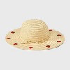 Girls' Paper Straw with Embroidered Strawberries Floppy Sun Hat - Cat & Jack™️ Tan - 2 of 3
