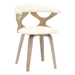 LeisureMod Upholstered Dining Chair in Leather with Dark Walnut Wood Frame Klyne Series - 1 of 4