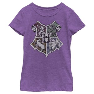 Girl's Harry Potter Hogwarts House Mascot Crest T-Shirt - 1 of 4