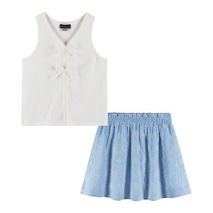 Andy & Evan  Kids  White Rib Knit Tank and Skirt Set - 1 of 4