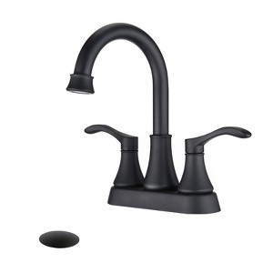 ChicFurnit Bathroom Sink Faucet Centerset 360 Degree Swivel Spout with Pop Up Drain for Modern Bathrooms, Black, 10.63"*9.65"*2.56" - 1 of 4