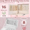 3-Layer Pink Jewelry Box with Lock & Mirror, 2-Drawer PU Leather Organizer & Display Case for Necklaces, Rings, Gift for Women - 2 of 4