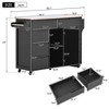 Rubberwood Countertop Kitchen Island, Kitchen Trolley with 5 Wheels, Spice Rack and 8 Drawers - ModernLuxe - 3 of 4