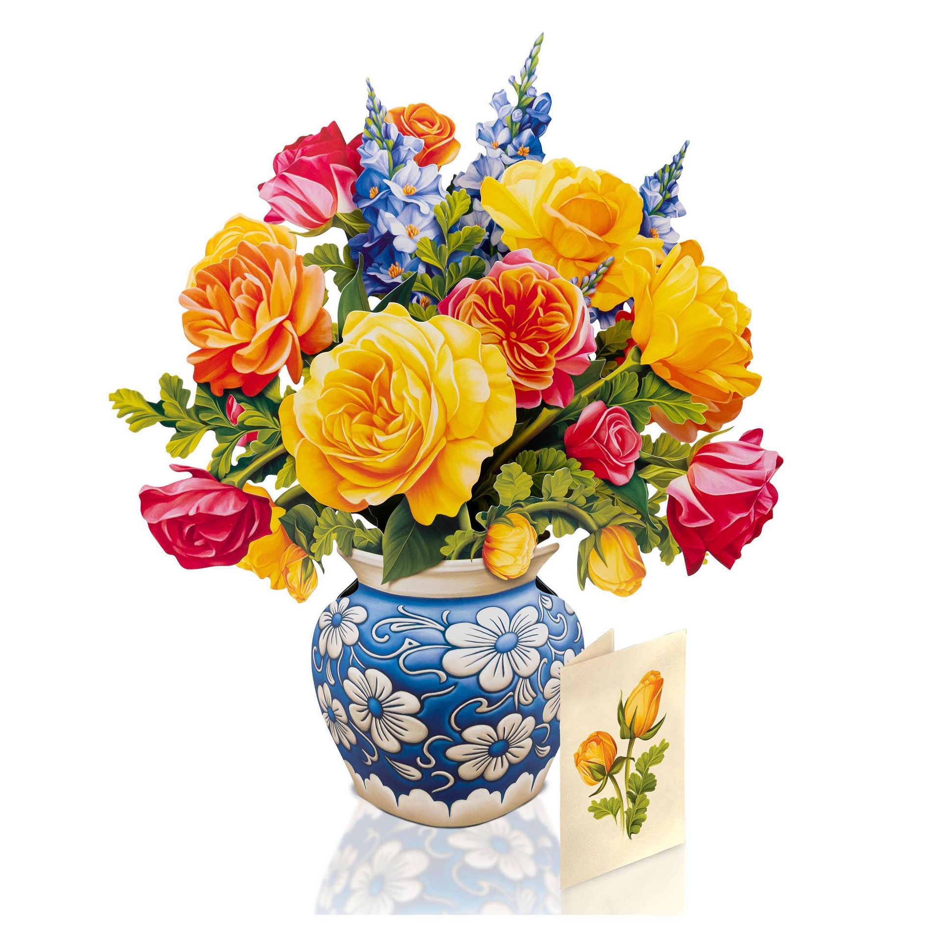 FreshCut Paper 18" Sorbet Roses 3D Pop Up Greeting Card and Envelope
