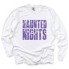 Haunted Nights Block Distressed - Women's Garment Dyed Long Sleeve Graphic T-Shirt - 2 of 4