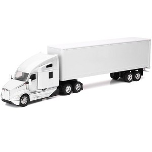 Kenworth T680 Truck White with Dry Van Trailer White "Long Haul Trucker" Series 1/32 Diecast Model by New Ray - 1 of 1
