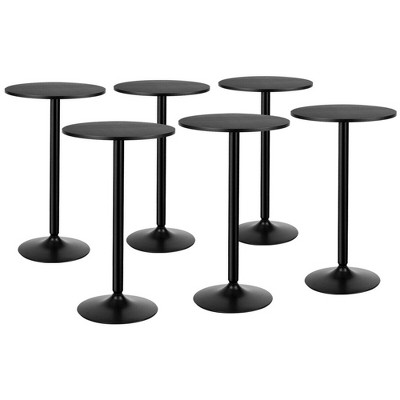 Costway 6 PCS Round Pub Table 24'' Bistro Bar Cocktail Table w/Metal Base Black