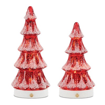 LED Mercury Glass Pine Tree (Set of 2)