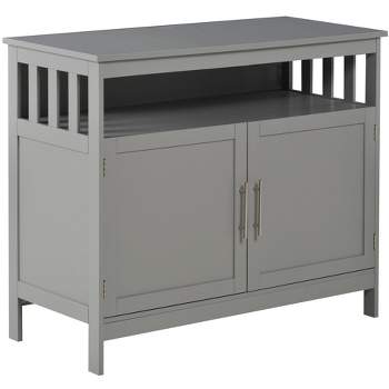 HOMCOM Kitchen Sideboard, Buffet Cabinet, Wooden Storage Console Table with 2-Level Cabinet and Open Shelf, Gray