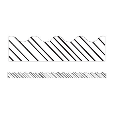 Carson Dellosa Education Kind Vibes Black & White Stripes Scalloped Borders, 39 Feet (Pack of 6)