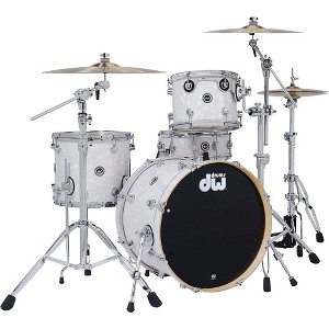 DW DWe Wireless Acoustic-Electronic Convertible 4-Piece Drum Set Bundle With 20" Bass Drum, Cymbals and Hardware Finish Ply White Marine Pearl - 1 of 4