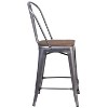 Flash Furniture 24" High Clear Coated Counter Height Stool with Back and Wood Seat - 3 of 4