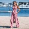 Women's Elegant V-Neck Tie-Front Wide Leg Jumpsuit -Cupshe - 3 of 4