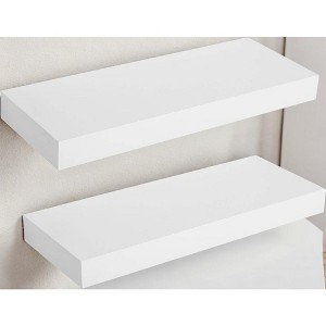 Floating Wall Shelf 15.7 Inches, Set of 2, with Metal Bracket for Easy Installation, Display Trinkets,in The Living Room, Entryway, Bedroom - 1 of 3