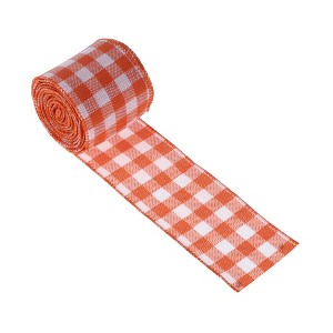 Unique Bargains Gift Wrap Ribbons Christmas Plaid Grosgrain Polyester 157.48"x2.56" 1 Pc - 1 of 4