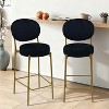 Lyngins Round Bar Stools Set of 2 with Curved Backrest,Anti-slip Kitchen Chairs with Metal Legs,Velvet Counter Stools for Kitchen Island - 2 of 4