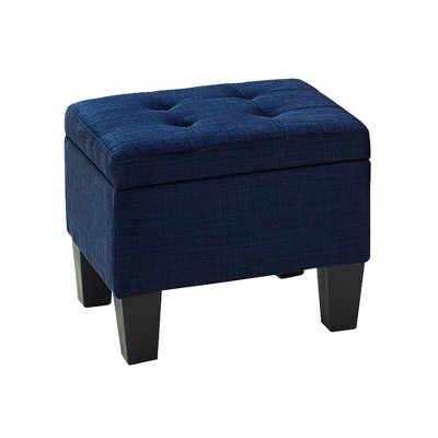 Everett Blue Tufted Storage Ottoman Set with Espresso Feet