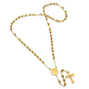 Steeltime 24" 18k gold plated stainless steel padre nuestro prayer rosary necklace - 1 of 4