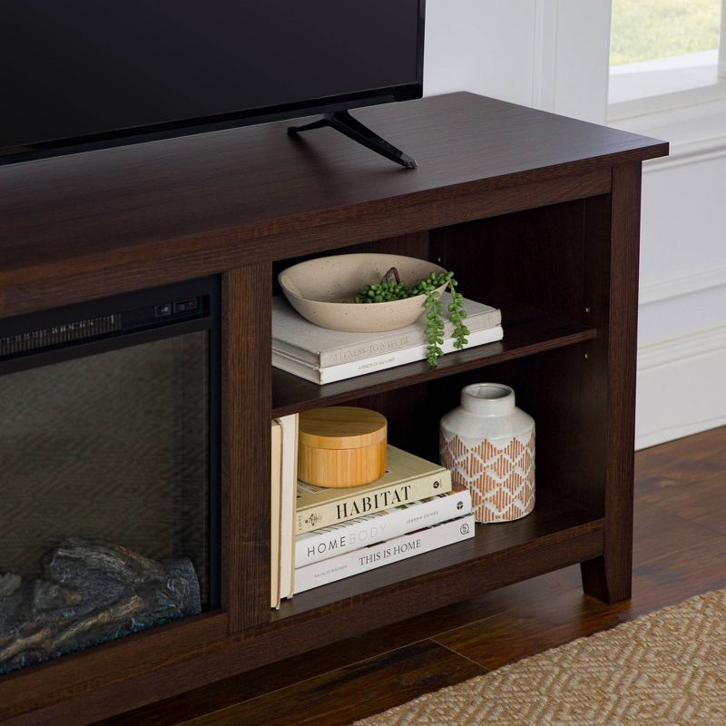 Ackerman Modern Open Storage with Electric Fireplace TV Stand for TVs up to 80" - Saracina Home, 6 of 19