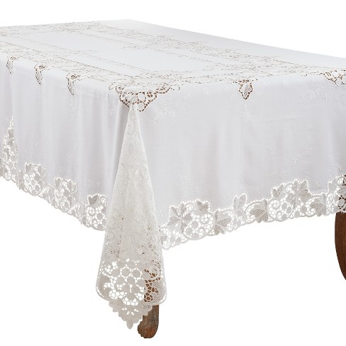 Saro Lifestyle Classic Lace Tablecloth, White, 67