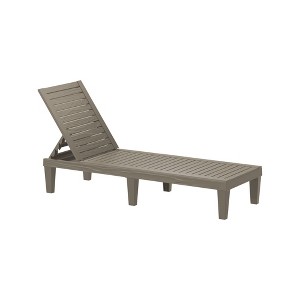 Okak Outdoor Lounge Chair with Adjustable Backrest, Patio Accent Chair with Slat Design, Outdoor Recliner for Backyard, Garden, Patio - 1 of 4