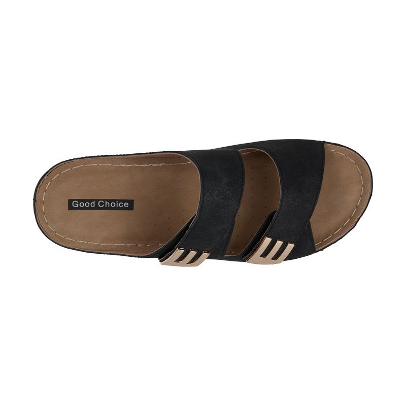 GC Shoes Gretchen Double Velcro Band Comfort Slide Flat Sandals, 4 of 6