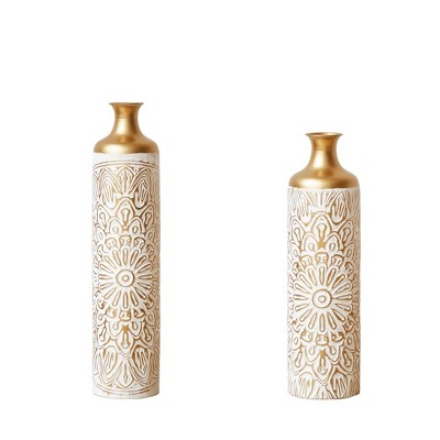Infurnic Decorative Vases Metal Vases Set of 2 Gorgeous Home Decoration Large Glazed for Bedroom, Entryway, Multicolored, 20.87"*7.87"*35.83"