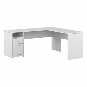 Bush Furniture Cabot 72W L Shaped Computer Desk with Drawers, White - 1 of 3