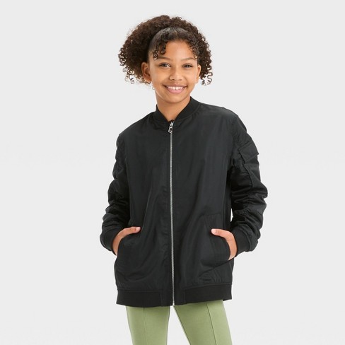 Girls black clearance bomber