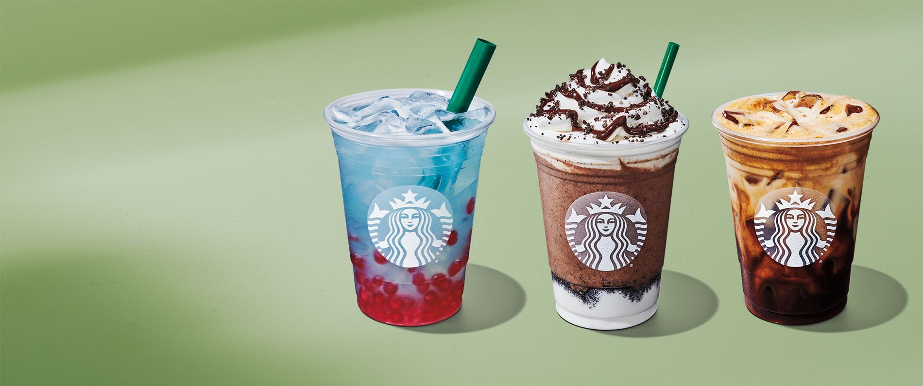 image of three seasonal Starbucks drinks