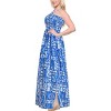 LA LEELA Women's House Daily Routine Evening Wear Boho Maxi Dress Smocked Top Evening Long Strapless Tube Dresses for Women One Size Blue, Floral - 3 of 4